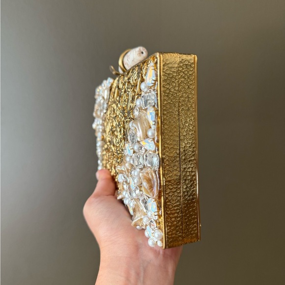 Elegant Gold and Cream Clutch Bag